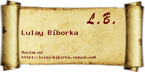 Lulay Bíborka névjegykártya